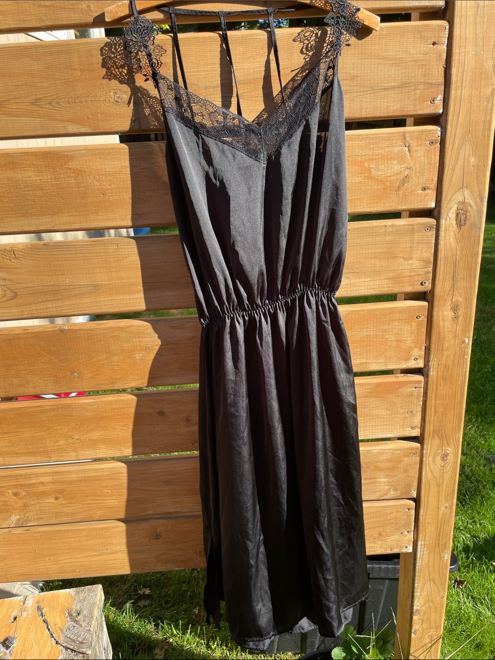 Penti Black Satin & Lace Trim Slip Dress